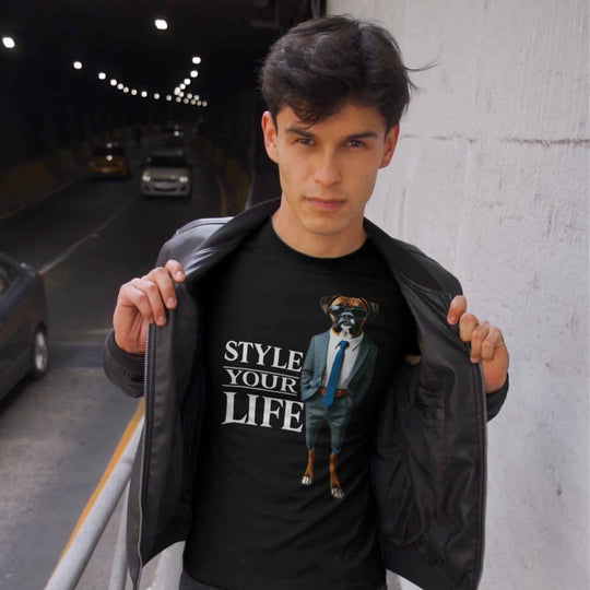 Style Your Life - Schwarzes Unisex T-Shirt - Boxer