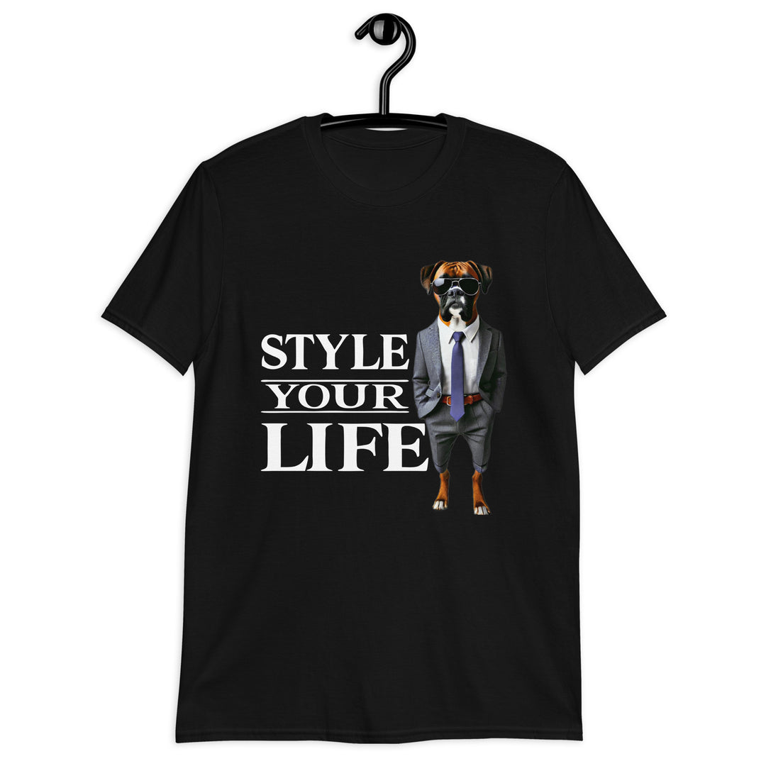 Style Your Life - Schwarzes Unisex T-Shirt - Boxer